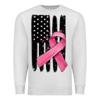 Oatmeal Heather breast cancer ribbon american flag Premium Sweatshirt - MaliasSmallBusiness