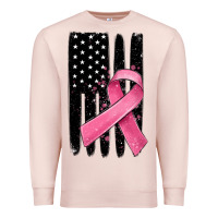 Pale Pink breast cancer ribbon american flag Premium Sweatshirt - MaliasSmallBusiness