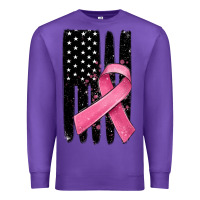 Purple breast cancer ribbon american flag Premium Sweatshirt - MaliasSmallBusiness