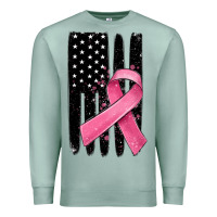 Seafoam breast cancer ribbon american flag Premium Sweatshirt - MaliasSmallBusiness