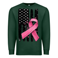 Sports Green breast cancer ribbon american flag Premium Sweatshirt - MaliasSmallBusiness