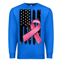 True Royal breast cancer ribbon american flag Premium Sweatshirt - MaliasSmallBusiness