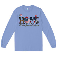 Colony Blue home of the free beacuse of the brave Long Sleeve Tee - CowhideDigitalArt