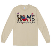 Mushroom home of the free beacuse of the brave Long Sleeve Tee - CowhideDigitalArt