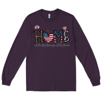 Plum home of the free beacuse of the brave Long Sleeve Tee - CowhideDigitalArt