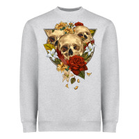 Heather Grey Triangle Flower Skeletons Heavyweight Sweatshirt - RanaPortraitStore