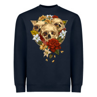 Navy Triangle Flower Skeletons Heavyweight Sweatshirt - RanaPortraitStore