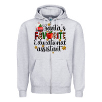 Heather Grey santa's favorite educational assistant Zipper Hoodie - AdoDesignShop