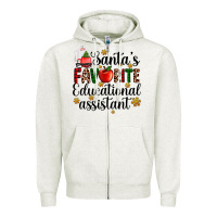Oatmeal Heather santa's favorite educational assistant Zipper Hoodie - AdoDesignShop