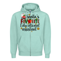 Seafoam santa's favorite educational assistant Zipper Hoodie - AdoDesignShop