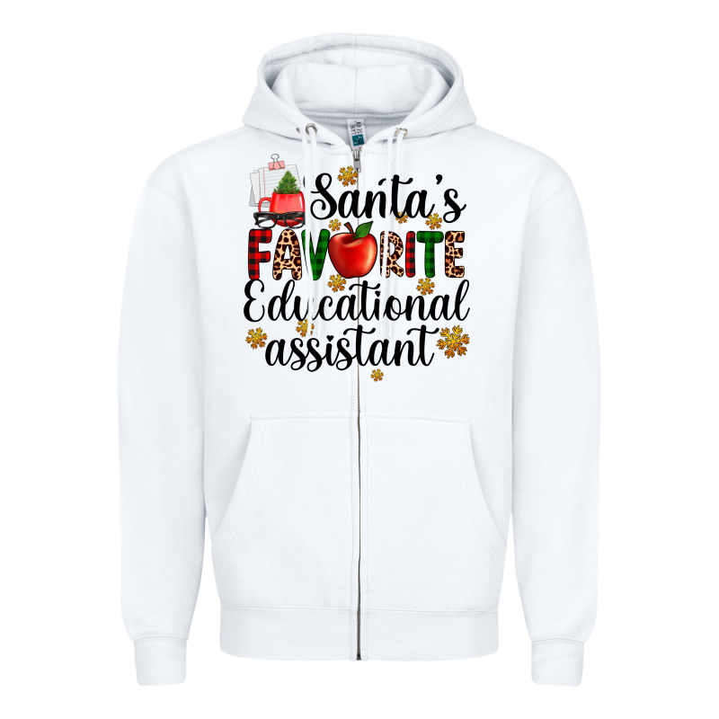 Santa's Favorite Educational Assistant Zipper Hoodie by AdoDesignShop | Teevron