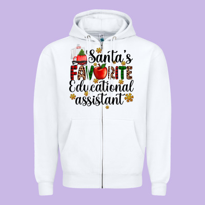 Santa's Favorite Educational Assistant Zipper Hoodie Designed By Adodesignshop