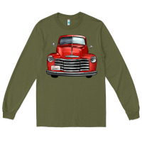 Army Green western red truck front view Long Sleeve Tee - FaDigitalArtStudio