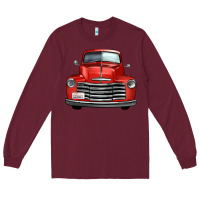Burgundy western red truck front view Long Sleeve Tee - FaDigitalArtStudio