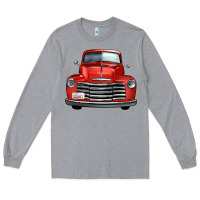 Heather Grey western red truck front view Long Sleeve Tee - FaDigitalArtStudio