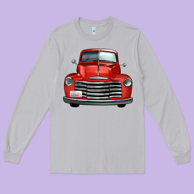 Western Red Truck Front View Long Sleeve Tee Designed By Fadigitalartstudio