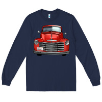 Navy western red truck front view Long Sleeve Tee - FaDigitalArtStudio