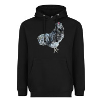 Black Ameraucana Rooster Heavyweight Hoodie - LillyAllenDesigns
