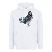 White Ameraucana Rooster Heavyweight Hoodie - LillyAllenDesigns