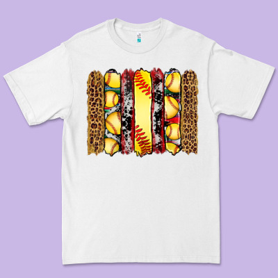 Softball Serape Leopard Cowhide Glitter Brushstrokes Premium Tee Designed By Artiststas