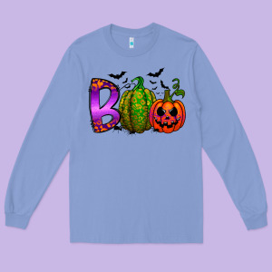 Boo Halloween Long Sleeve Tee Designed By Racoondesign