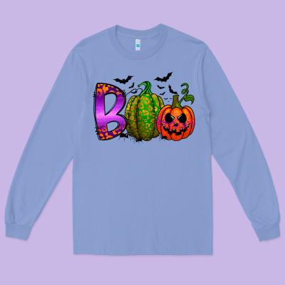 Boo Halloween Long Sleeve Tee Designed By Racoondesign