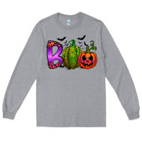 Heather Grey boo halloween Long Sleeve Tee - RacoonDesign
