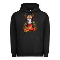 Pigment Black christmas baby cow hot cocoa Urban Hoodie - Jasminsmagicworld