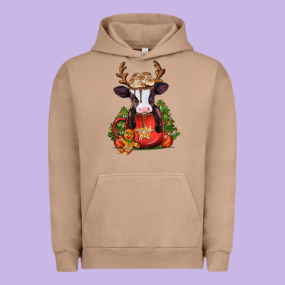 Christmas Baby Cow Hot Cocoa Urban Hoodie Designed By Jasminsmagicworld