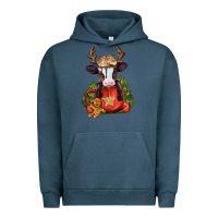 Pigment Midnight Navy christmas baby cow hot cocoa Urban Hoodie - Jasminsmagicworld