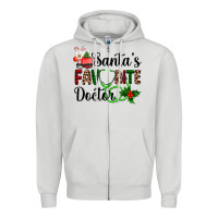 Dove Grey santa's favorite doctor Zipper Hoodie - AdoDesignShop