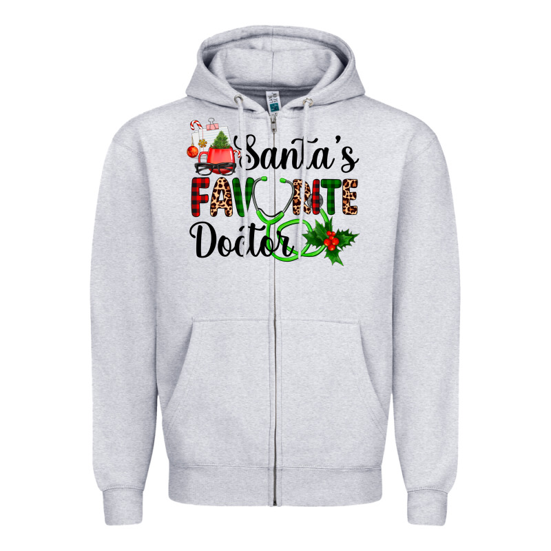 Santa's Favorite Doctor Zipper Hoodie by AdoDesignShop | Teevron