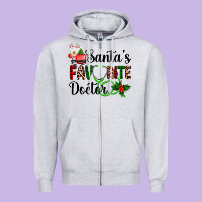 Santa's Favorite Doctor Zipper Hoodie Designed By Adodesignshop