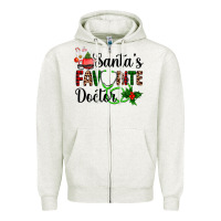 Oatmeal Heather santa's favorite doctor Zipper Hoodie - AdoDesignShop