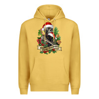Antique Gold Merry Christmas skeleton with black cat Premium Hoodie - NancyCooperArtShop