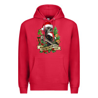 Cardinal Merry Christmas skeleton with black cat Premium Hoodie - NancyCooperArtShop