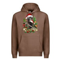 Chestnut Merry Christmas skeleton with black cat Premium Hoodie - NancyCooperArtShop