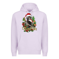 Lilac Merry Christmas skeleton with black cat Premium Hoodie - NancyCooperArtShop