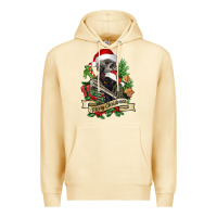 Pina Colada Merry Christmas skeleton with black cat Premium Hoodie - NancyCooperArtShop