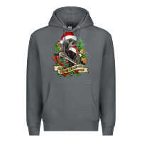Rock Merry Christmas skeleton with black cat Premium Hoodie - NancyCooperArtShop