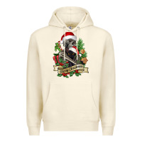 Sandshell Merry Christmas skeleton with black cat Premium Hoodie - NancyCooperArtShop