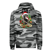 Slate Camo Merry Christmas skeleton with black cat Premium Hoodie - NancyCooperArtShop