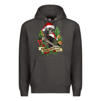 Smoke Merry Christmas skeleton with black cat Premium Hoodie - NancyCooperArtShop