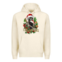Merry Christmas Skeleton With Black Cat Premium Hoodie | Teevron