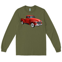 Army Green western red truck right 34 view 1 Long Sleeve Tee - FaDigitalArtStudio
