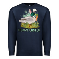 Navy hoppy easter duck hunting Premium Sweatshirt - MaliasSmallBusiness