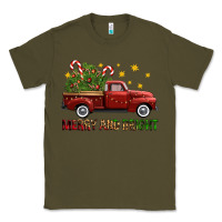 Army Green Merry And Bright Christmas Trees Truck Classic Tee - FaDigitalArtStudio