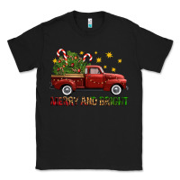 Black Merry And Bright Christmas Trees Truck Classic Tee - FaDigitalArtStudio