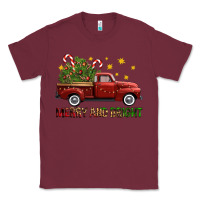 Burgundy Merry And Bright Christmas Trees Truck Classic Tee - FaDigitalArtStudio