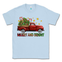 Dusty Blue Merry And Bright Christmas Trees Truck Classic Tee - FaDigitalArtStudio